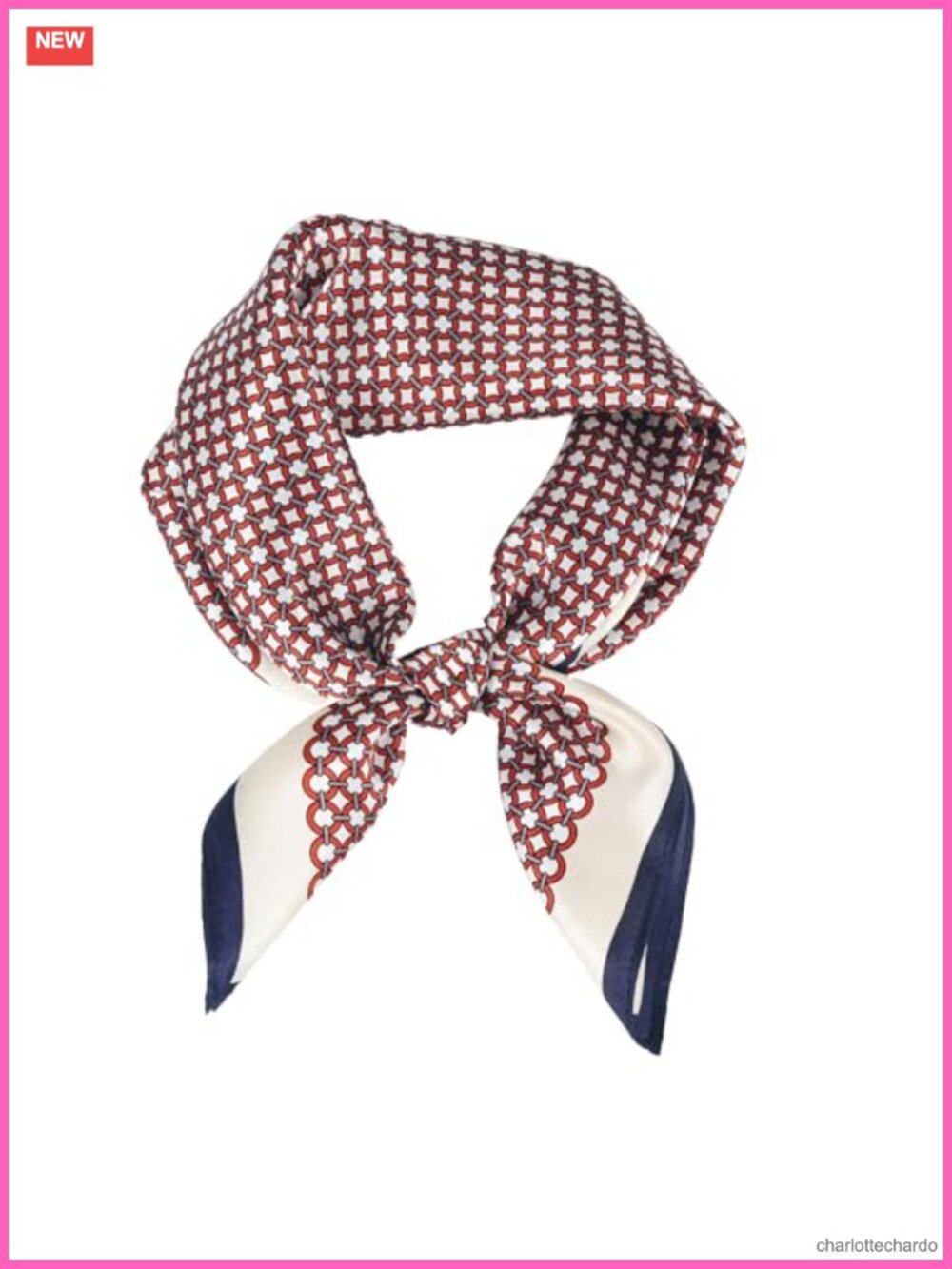 100% Mulberry Silk Square Scarf 21" Geometric Neckerchief Headscarf